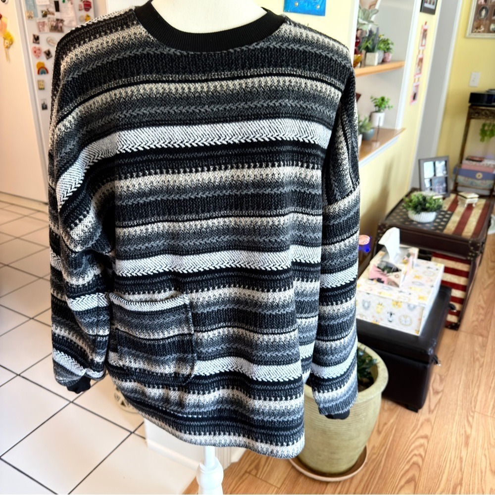 LCALE Wool Blend Striped Crewneck Sweater | Vintage Grandpa Style L
